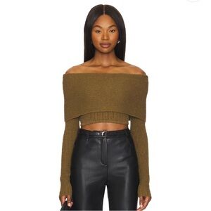 Elan Off Shoulder Top in Dark Olive